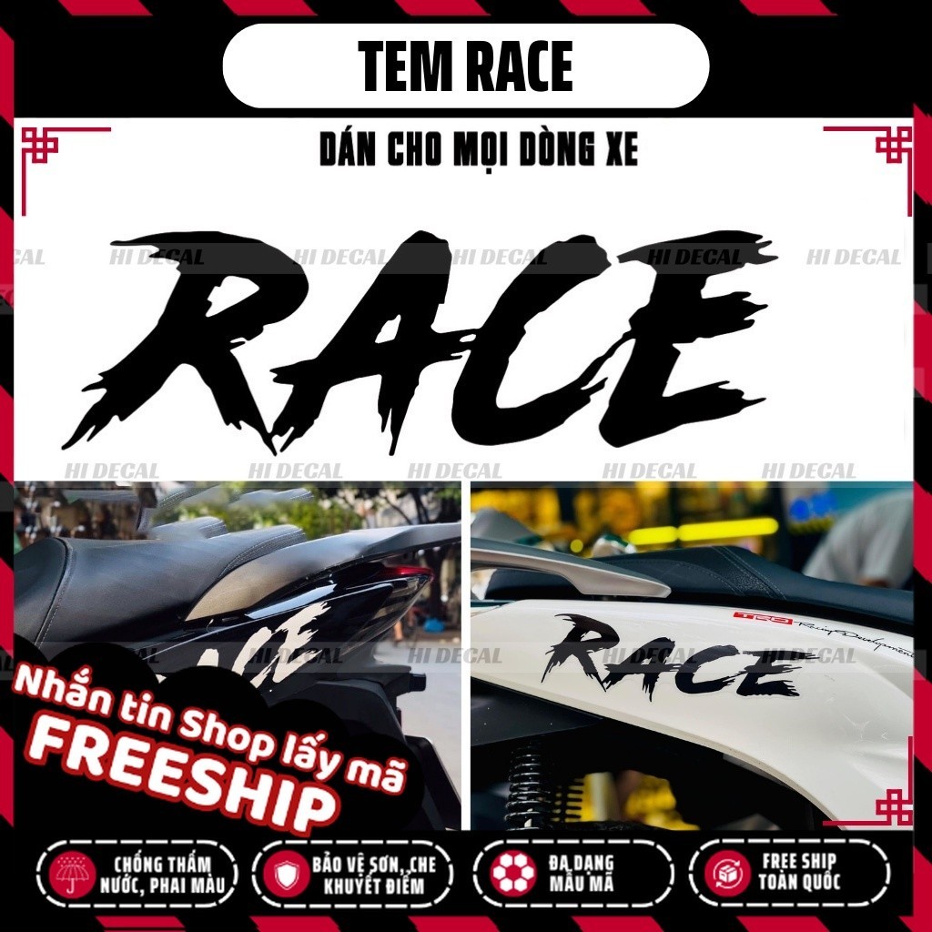 Tem Race Phản Quang sticker dán xe cho mọi dòng xe | TMN-H008 | Decal ...