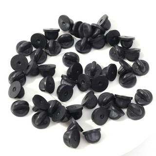 50 Chiếc Mặt Sau Pin Cao Su PVC Màu Đen - Bướm Clutch Tie Tack Ve Áo - Giữ Đồng Nhất, Thay Thế Huy Hiệu - Giá Đỡ Khóa Pin Cap - Phụ Kiện Quần Áo DIY