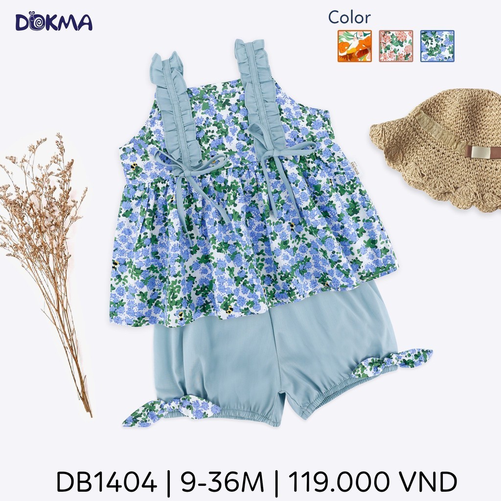 (8-14kg) Bộ 2 Dây Bé Gái Bèo Nhún Xinh Xắn Điệu Đà Dokma DB1404 DB3003 DB2912