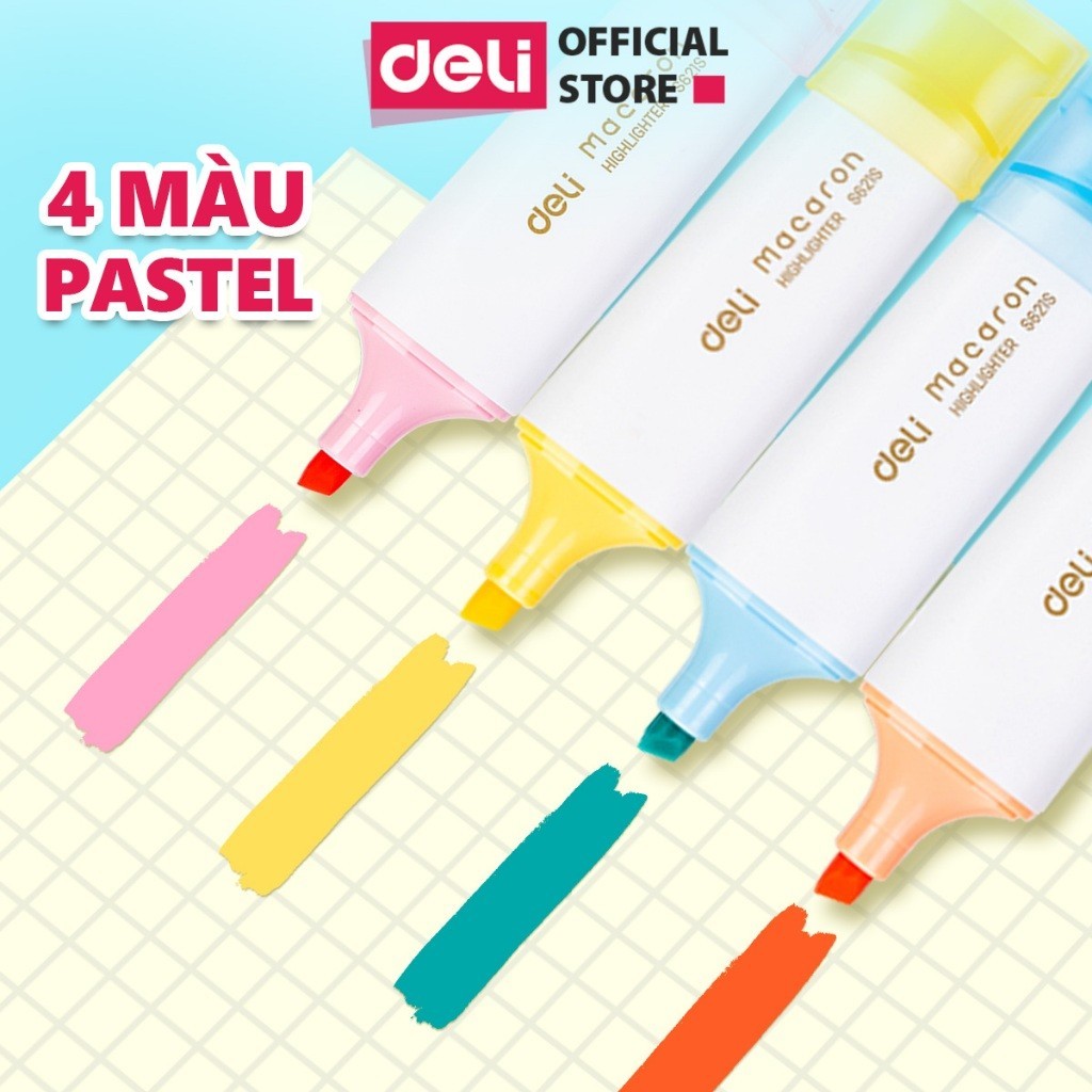 Bút highlight đánh dầu màu macaron Deli - Bút dạ quang đánh dấu nhớ ...