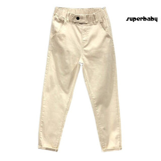 [Superbaby] Quần thường ngày dành cho nữ Quần Harem lưng co giãn vừa phải Quần dài ống rộng màu trơn có túi dạo phố