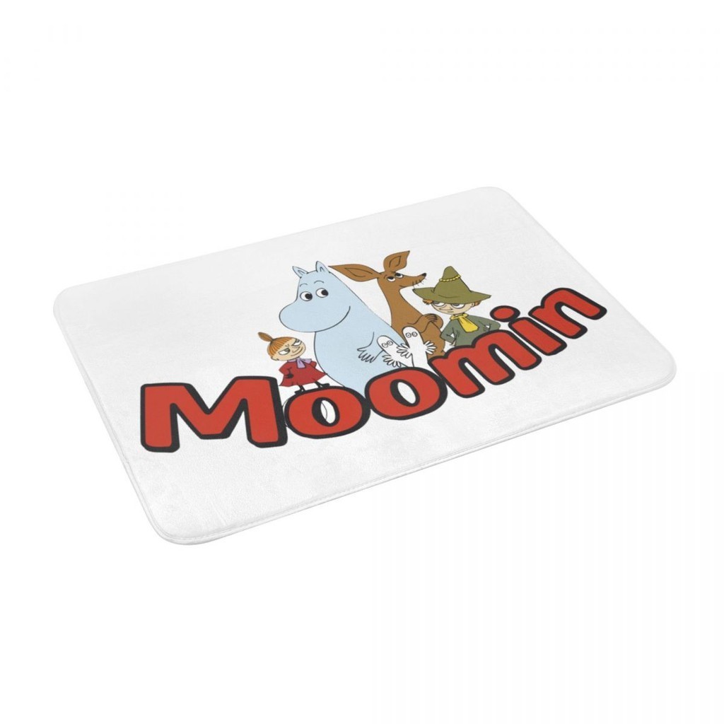 Logo Moomin Phòng tắm Thảm trải sàn chống trượt Nhà vệ sinh Thảm chân Nhà vệ sinh Cửa thấm nước khô nhanh Đi vào thảm cửa Thảm vệ sinh Flannel Thảm trải sàn chống trượt 16x24in Hàng có sẵn