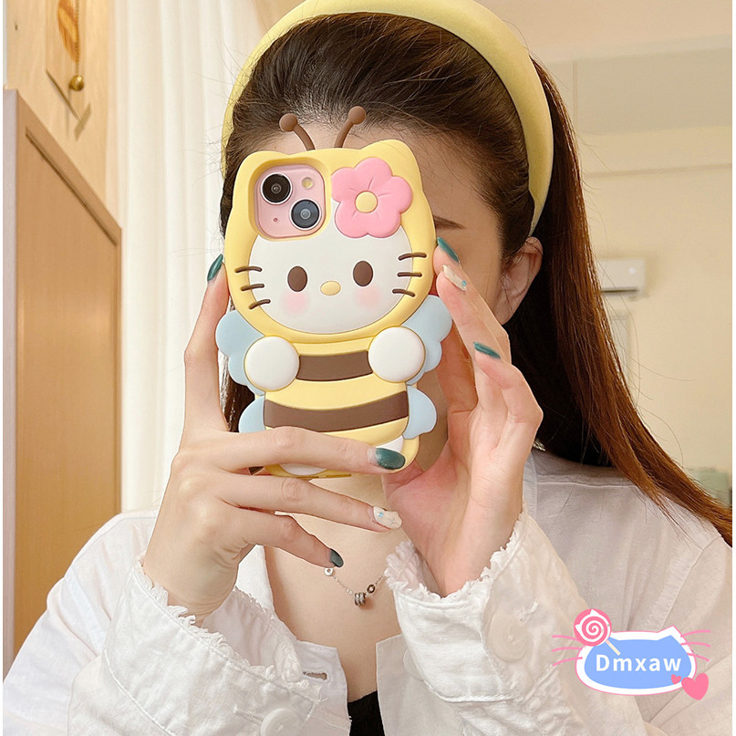 Ốp lưng Hello Kitty cho Xiaomi 14 13 Poco F5 Pro F3 Redmi K70 K60 K50 K40 Pro Note 13 Pro 5G Note 11T 12T Pro Hello Kittys Vỏ điện thoại hình con bướm hoạt hình 3D Vỏ silicon dễ thương