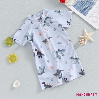 Mg-baby Boy 's Dinosaur Swimsuit Cổ Tròn Nửa Zip Up Tay Ngắn Rash Guard Đồ Bơi Trẻ Sơ Sinh Tập Đi Bộ Đồ Tắm