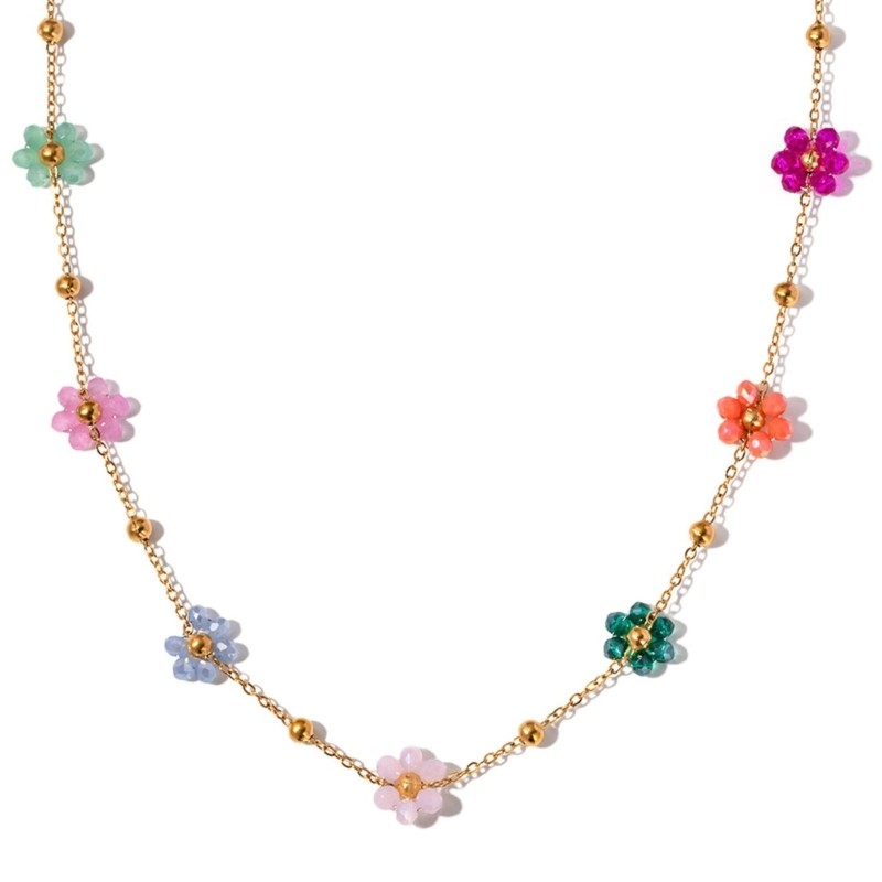 KIKIN Thời Trang Pha Lê Hoa Vòng Cổ Vòng Tay Nhiều Màu Sắc Cô Dâu Trang Sức Cưới Handmade Ngày Lễ Tình Nhân
