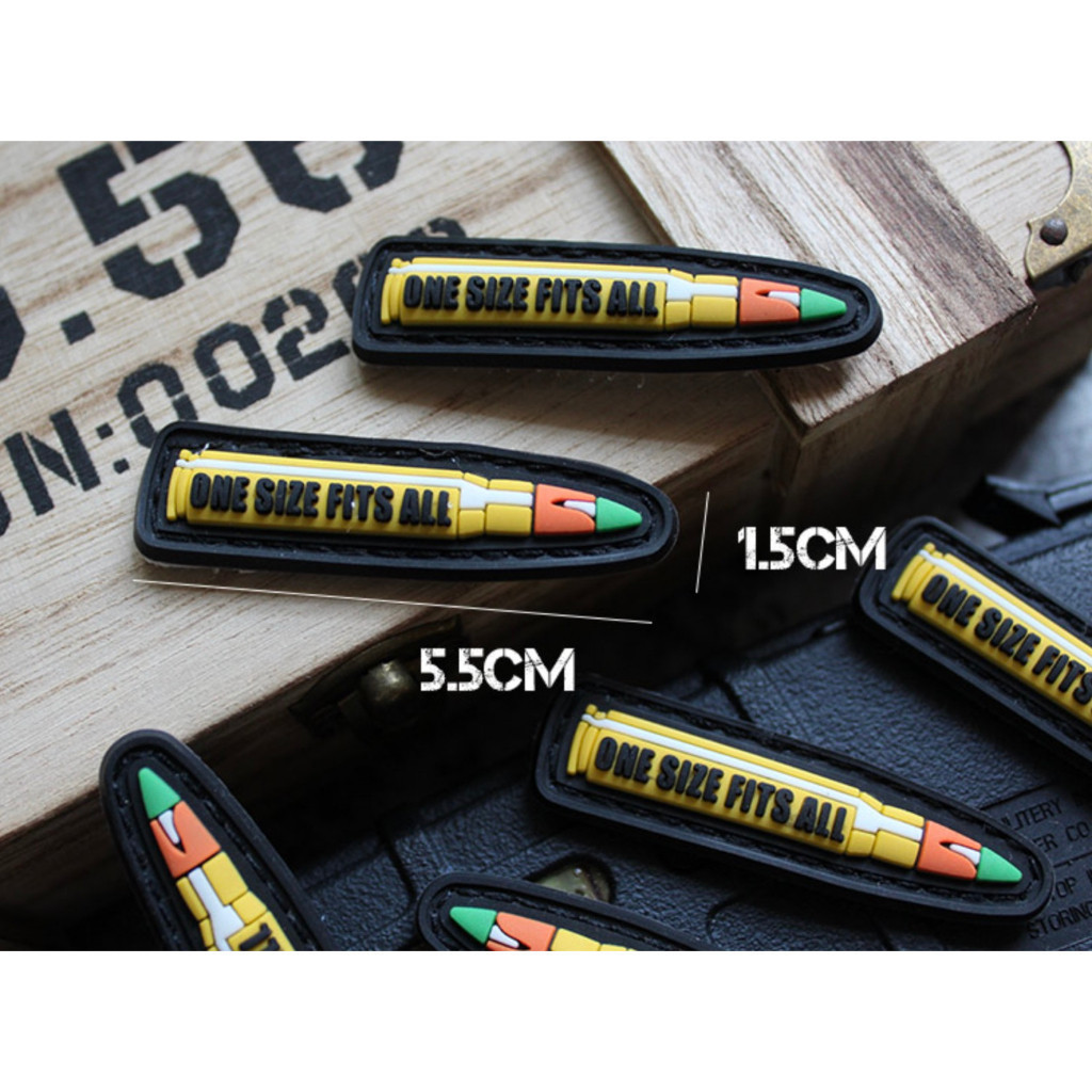 Patch mô hình viên đạn PVC dán quần áo_ba lô_nón