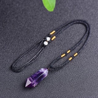 Tự nhiên tưởng tượng thạch anh tím hai cánh lăng kính lục giác mặt dây chuyền thạch anh tím đá thô đánh bóng thủ công pha lê