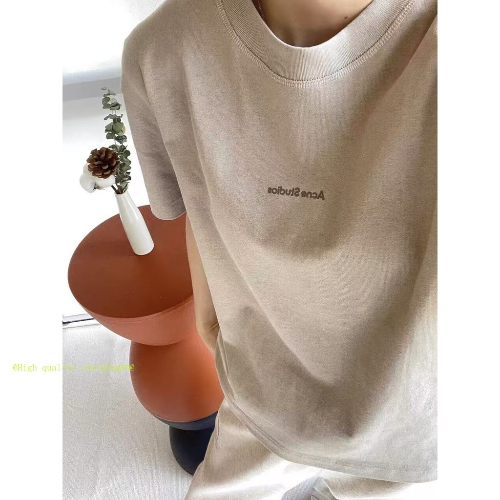 * * * * Chất Lượng Cao * * AC Phong Cách Mới AC Cổ Điển Chữ Đơn Giản Thả Vai Nữ Cotton Nguyên Chất Rời Nam Cặp Đôi Áo Thun Ngắn Tay