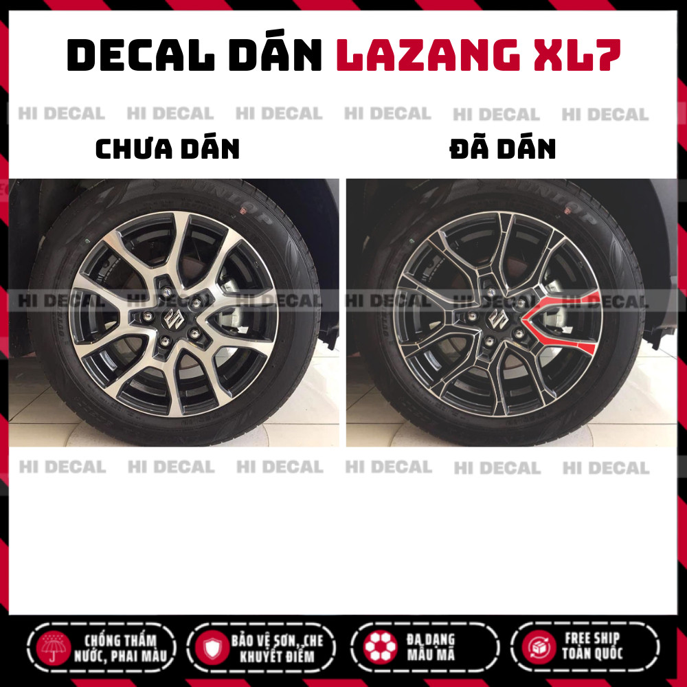 Tem dán mâm XL7, Decal lazang XL7 trang trí tạo điểm nhấn