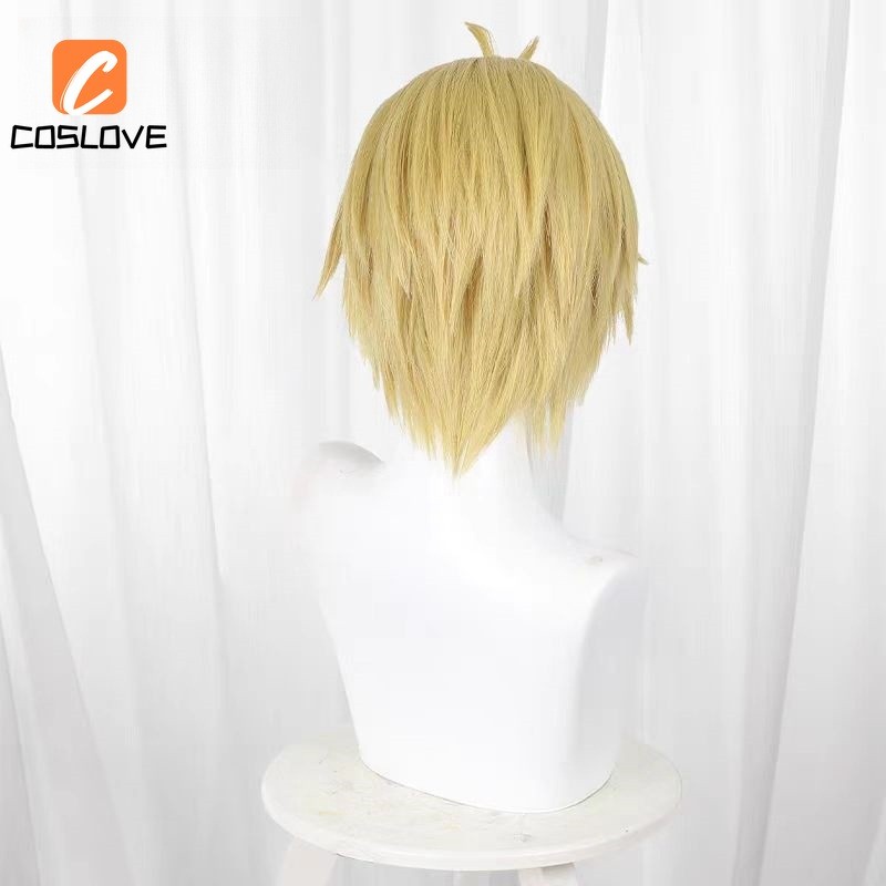 Anime Sakamoto Ngày Asakura Xin Cosplay tóc giả ngắn vàng thẳng phù hợp trang trí