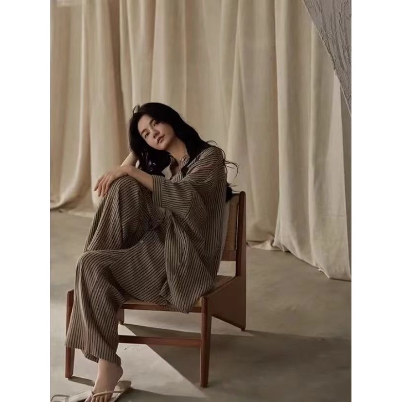 150kg Bộ Đồ Ngủ Kích Thước Lớn Nữ Rời Ôm Hơn Nhìn Xuân Thu Mỏng Thường Ngày Loungewear