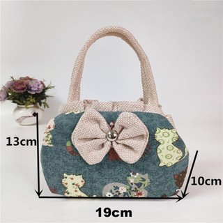 Túi xách Mini WOAY Bow, Tote mua sắm thông thường dưới cánh tay, Túi đựng vải Cotton in hình dung tích lớn dành cho nữ