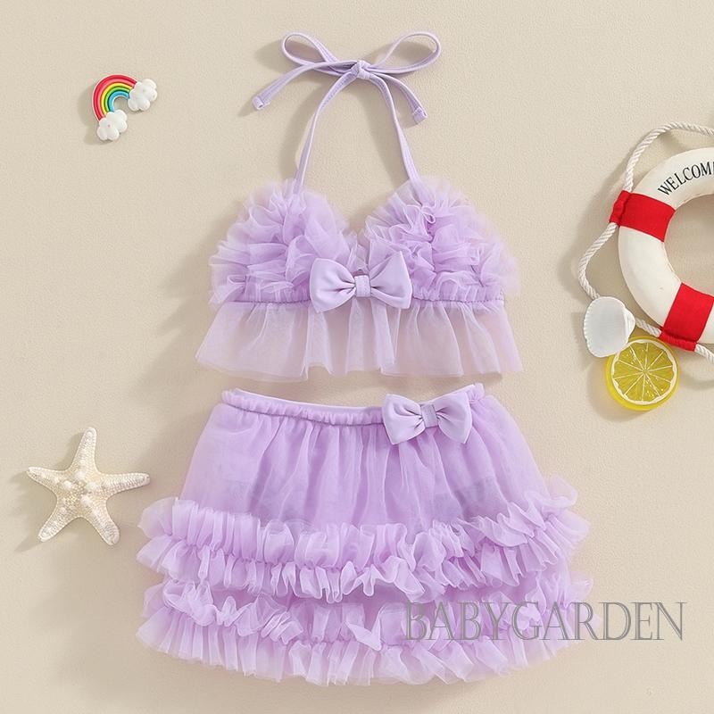 Baga-0-24 Tháng Tuổi Bé Gái 2 Bộ Bikini Vải tuyn Camisoles + Quần Short PP Đồ Bơi. Đồ bơi