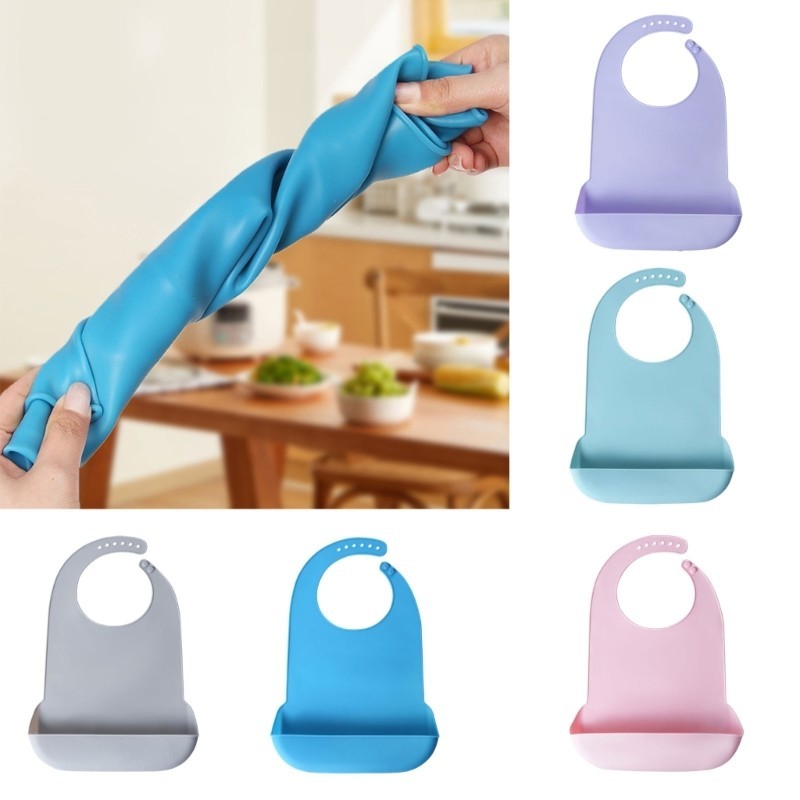 Ppy Silicone Mềm Yếm Người Lớn Chống Thấm Nước Bọt Khăn Ăn Tạp Dề Vải