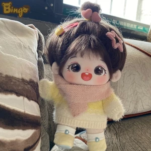 【Bingo】Búp bê cotton 20 cm dễ thương, búp bê hình người có tóc [quà tặng ngẫu nhiên 1 váy] búp bê hóa trang có xương, quà sinh nhật（0133）