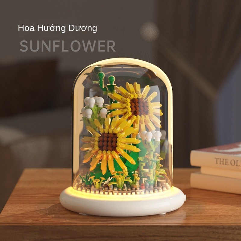 Đồ Chơi Lắp Ráp Hình Hoa Hướng Dương Xinh Xắn Với cơ sở và lồng với ánh sáng