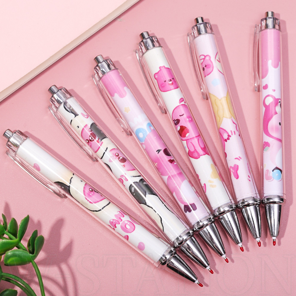 Bút Gel Loopy Dễ Thương 0.5MM - Phim Hoạt Hình Cô Gái Trái Tim Màu Hồng Mực Đen Bút Bi - Nhanh Khô Mịn Loại Bấm Viết Chữ Ký Bút - Đồ Dùng Văn Phòng Phẩm Trường Học