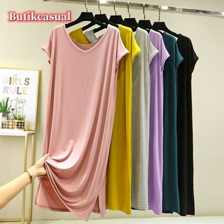 Phụ Nữ Modal Cotton Đầm Plus Kích Thước Trơn Đầm Rời Thường Ngày 2025 Váy Ngủ Mùa Hè