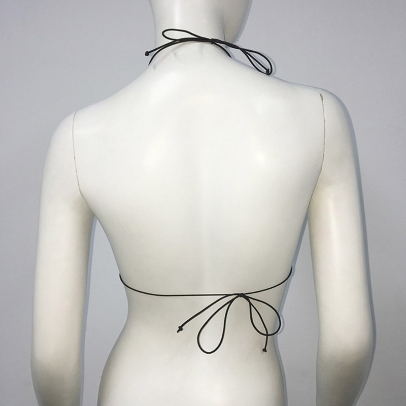 Da Rỗng Dây Cổ Chữ V Không Lưng Kim Cương Giả Lưới Áo Ngực Cơ Thể Trang Sức Crop Top