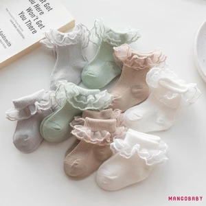 Mg-baby Tất Cho Bé Gái Ren Xù Tập Đi Ngọt Ngào Chống Trượt Công Chúa Tất Mùa Xuân Thu Dễ Thương Trẻ Em Tất
