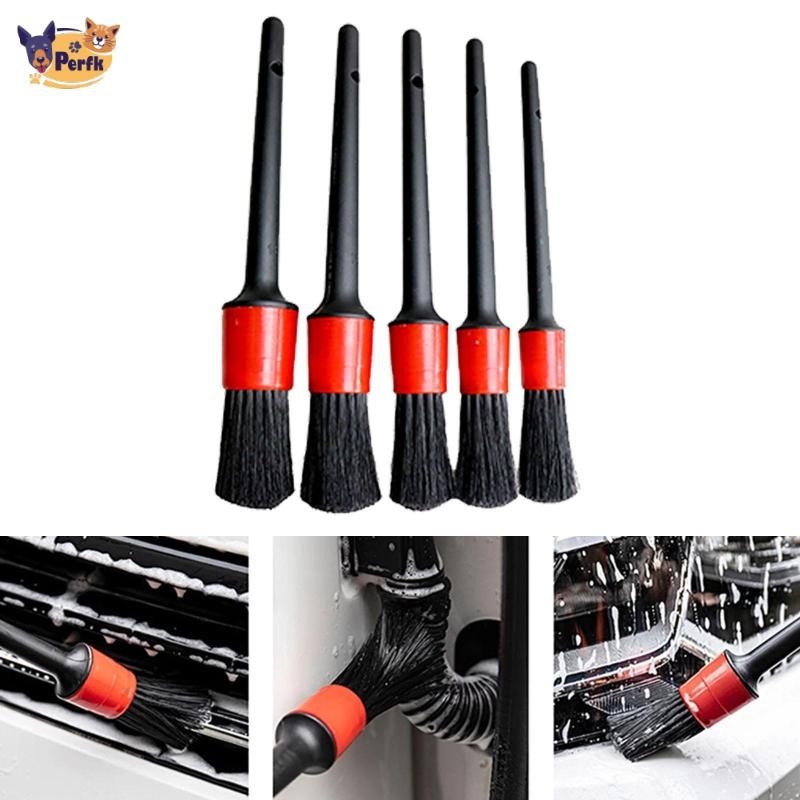 Bộ cọ chi tiết 5 kích thước bàn chải khác nhau Tay cầm ướt & để làm sạch động cơ, bảng điều khiển, bánh xe, nội thất, ô tô, xe máy