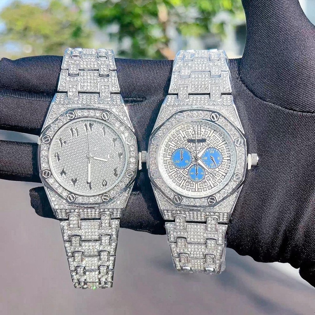 (TẶNG NHẪN) Đồng hồ đính đá pintime mặt lục giác - pt06