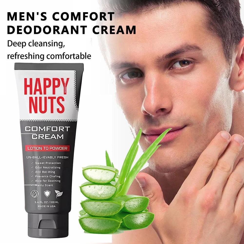 Happy Nuts Men 's Comfort Cream Khử Mùi: Chống Mồ Hôi, Khu Vực Vệ Sinh Nhôm Cá Nhân Nam W7q7