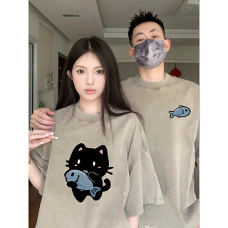 Hiixiivi Thương Hiệu Mới 100% Cotton Unisex Áo Thun Nữ Tay Ngắn Nam Nữ Baggy Cổ Tròn Rời In Độc Đáo Cặp Đôi Tee