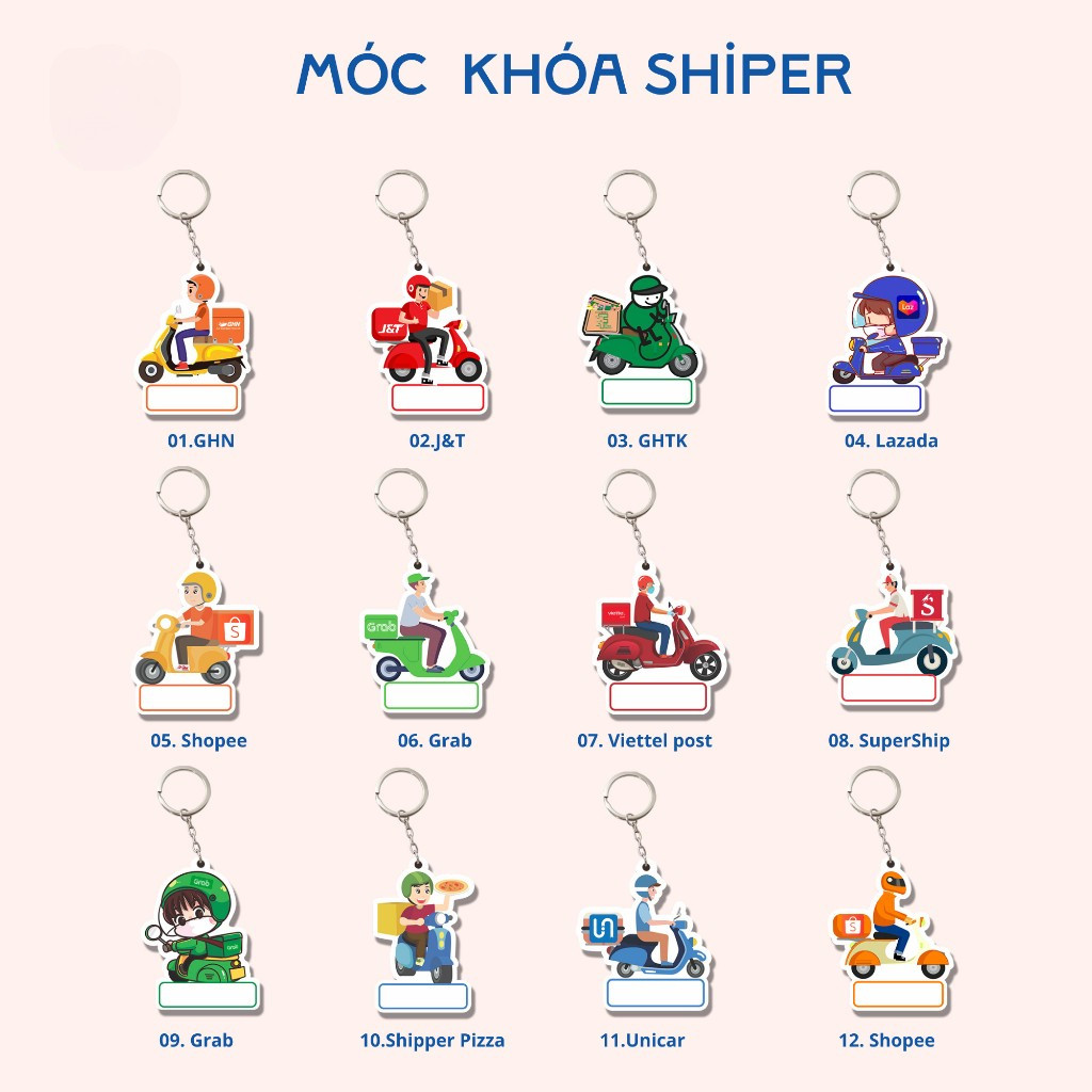 Móc khóa dành cho shiper, in mã  tiện lợi và nhanh chóng,phụ kiện treo  xe, treo balo,treo chìa khóa