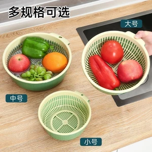 Rổ nhựa tròn hai lớp rửa rau củ quả ba màu nhiều kích thước