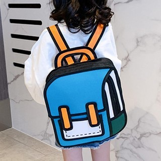 Ba Lô Học Sinh Hoạt Hình Dễ Thương Chống Thấm Nước Mịn Dây Kéo Sách Lưu Trữ Unisex 2D Vẽ Bé Gái Bé Trai Daypack Du Lịch Ba Lô