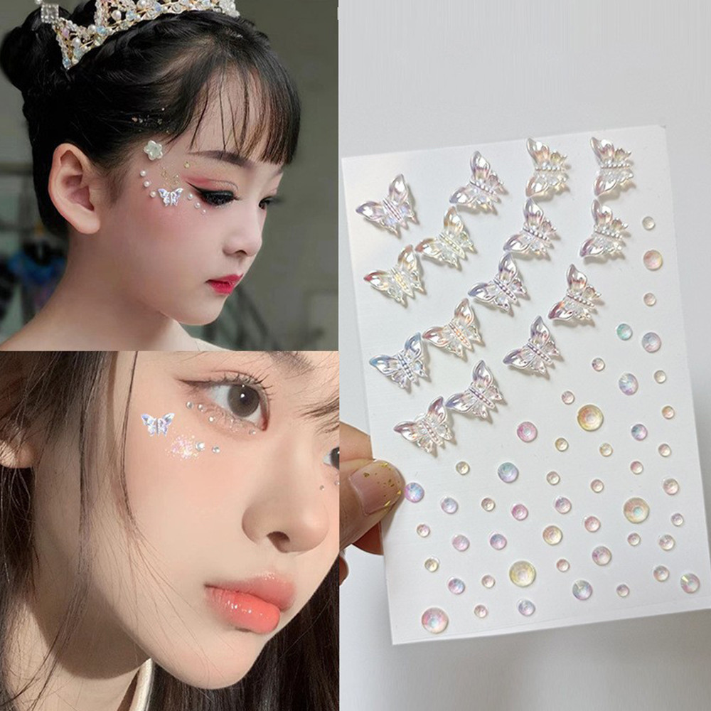 Bướm Trang Điểm Miếng Dán Mặt Nơ Tie Nghệ Thuật Nhãn Dán Tự Dính
