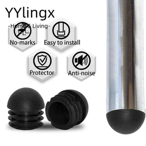 YYlingx 12 Chiếc Nội Thất Ống Tròn Cắm, Miếng Lót Chân Đen Nội Thất Chân Cắm, Đệm Nhựa Chống Trơn Trượt Bàn Ghế Chân Ống Phích Cắm