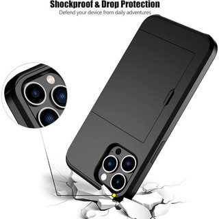 Dành Cho iphone 11 Pro Max / 12 Pro Max Ốp Lưng Ví Đựng Thẻ ID Khe Cắm Cửa Trượt Túi Ẩn Chống Trầy Xước Hai Lớp Bảo Vệ Vỏ Cứng TPU Ốp Lưng