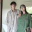 Tianlesiwei Xu hướng mùa hè đẹp trai Áo sơ mi phong cách Hồng Kông sọc Nhật Bản áo sơ mi unisex ngắn tay