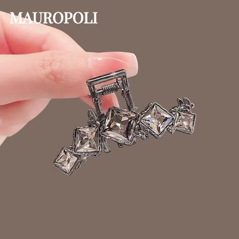 Mauropoli [Sẵn sàng] Kẹp kẹp kim cương giả cao cấp sang trọng nhẹ Hàn Quốc Kẹp tóc nơ sang trọng Kẹp tóc Đầu sau Kẹp cá mập Top Clip
