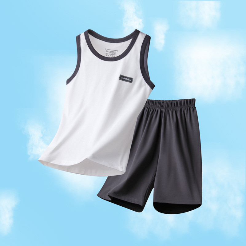 Bộ Áo Vest Trẻ Em 120-180 Kích Thước Mùa Hè Bé Gái Bé Trai Trung Lớn Trẻ Em Nguyên Chất Cotton Co Giãn Thể Thao Nẹp Vai Mỏng Mùa Hè Thoáng Khí Phong Cách Mới UOCQ