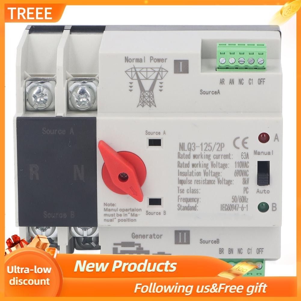 Treee 2P Dual Power Automatic Transfer Switch Generator Changeover 63A ...