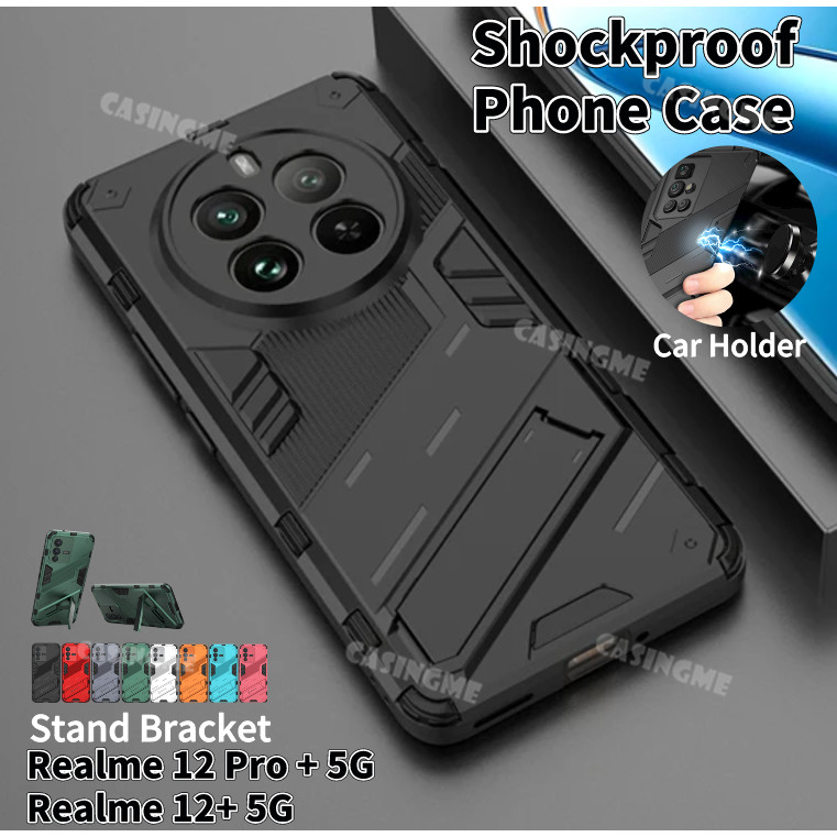 Ốp điện thoại chống sốc Realme 12 Pro + 5G 12 + 2024 cho Realme12 Pro + 12Pro + Realme12Pro + Realme 12 + 12x Pro + Plus 4G 5G Vỏ giáp Giá đỡ bảo vệ Giá đỡ mặt sau cứng