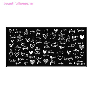 [Beautifulhome] Love Heart Nail Art Stamping Plate Họa tiết vẽ Sọc Hình học 3D Hình ảnh Stencil Pring Tools [làm đẹp]