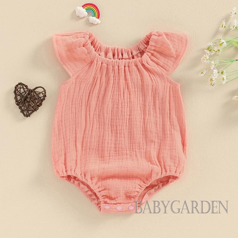 Baga-baby Bé Gái Áo Liền Quần Không Tay Vai Chắc Chắn Cho Trẻ Sơ Sinh Body Quần Áo Mùa Hè Cho Thường Ngày