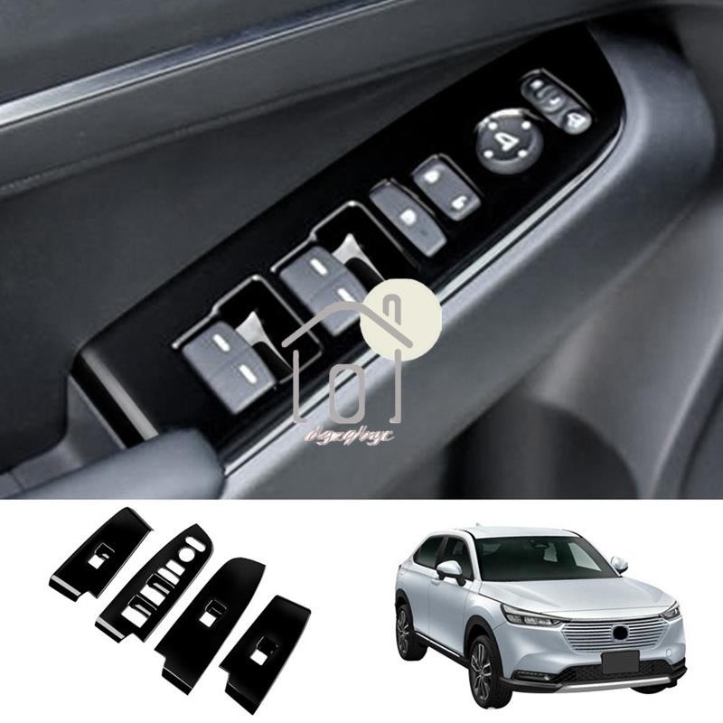 [Dgzqbyc] Cửa sổ ô tô Kính nâng Nút công tắc Viền Tay vịn cửa Bảng điều khiển cho Honda HRV HR-V Vezel 2021 2022 LHD