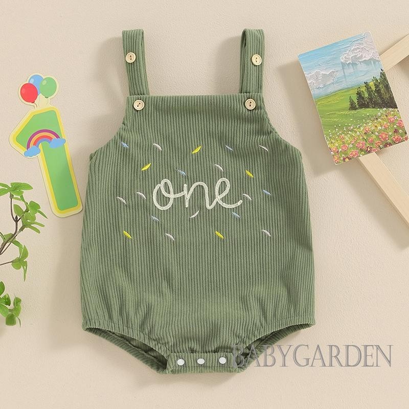 Baga-baby Bé Gái Bé Trai Sinh Nhật Đầu Tiên Áo Liền Quần Không Tay Nút Đóng Chữ Body Áo Liền Quần Thường Ngày Cho