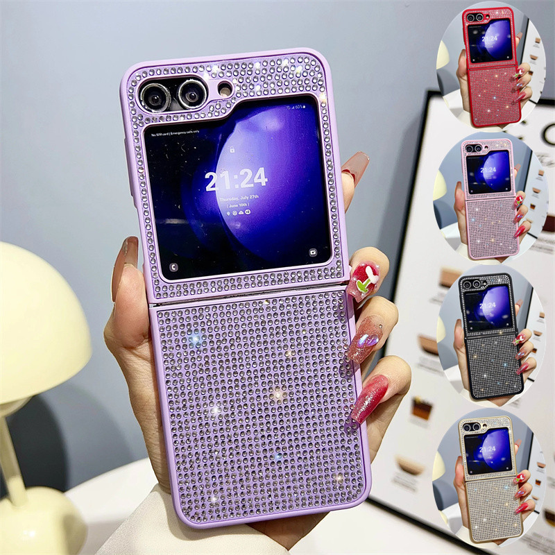 Ốp Điện Thoại Lấp Lánh Kim Cương Cho Samsung Galaxy Z Flip 5 Z Flip 4 Z Flip 3 Ốp Lưng Mềm Bảo Vệ Flip5 Flip4