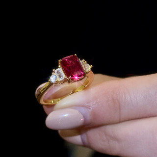 Châu Âu Mỹ ins Phong Cách Mới Ruby Công Chúa Vuông Mở Nhẫn Nữ