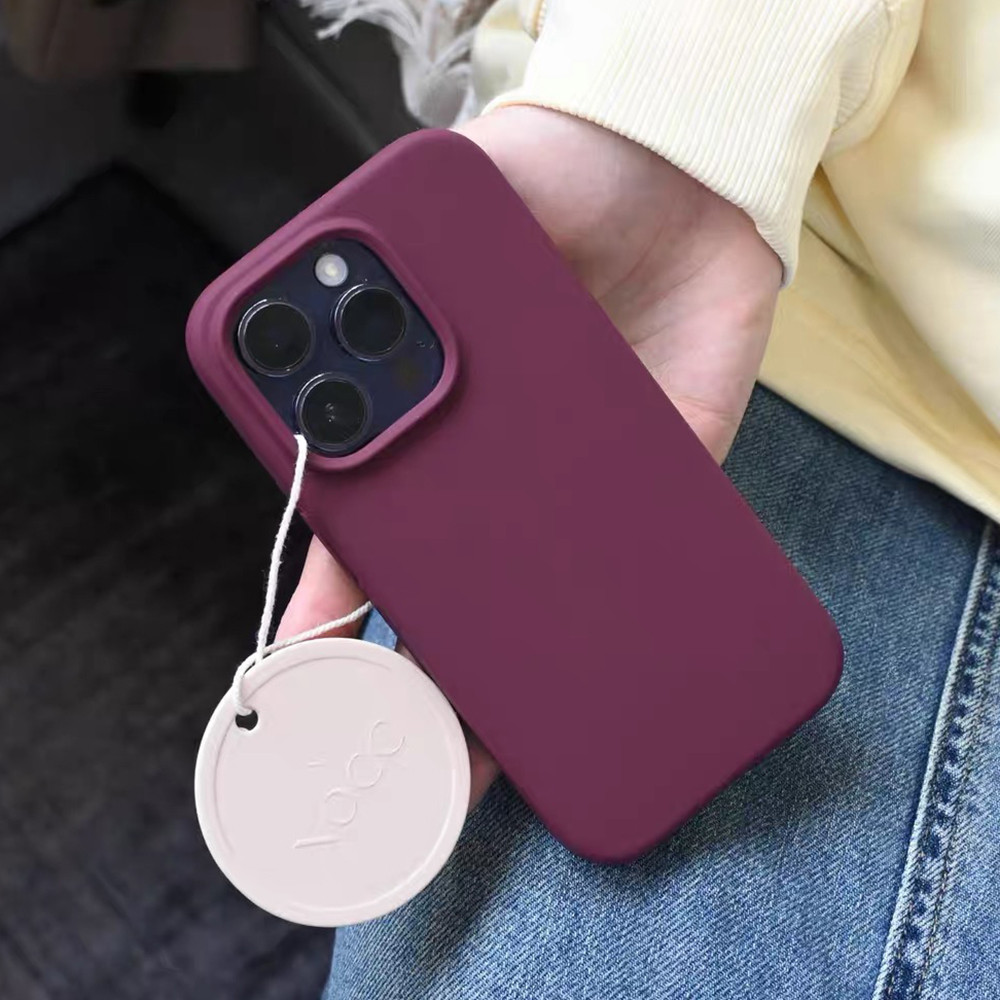 Ốp điện thoại silicon lỏng màu mận có logo bảo vệ cho iPhone 16 Pro Max 16 Plus 15 Pro Max 14 13 12 11 Pro Max Vỏ chống sốc