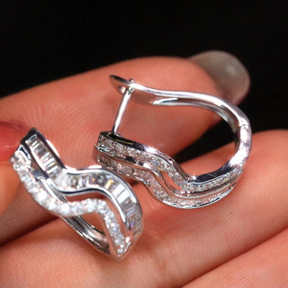 S925 Bạc Sóng Zircon Bông Tai Trang Sức Thời Trang Đơn Giản Quà Tặng Nữ