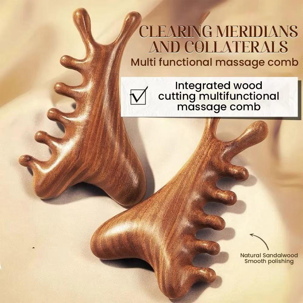 [COD] Lược massage đầu, cổ, mũi 4in1 bằng gỗ, răng rộng, đa chức năng, giúp lưu thông máu