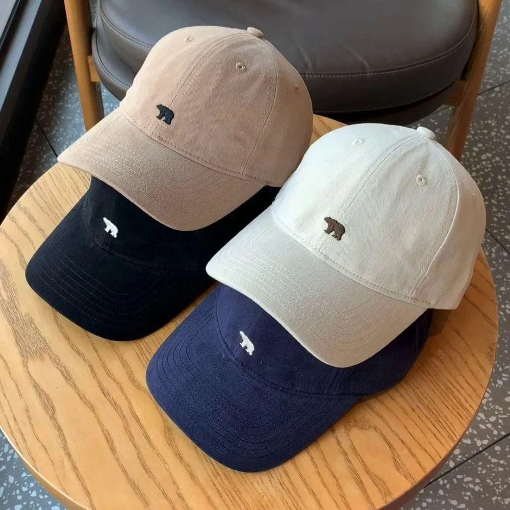 Mũ bóng chày CPINCP thêu gấu Bắc Cực, vành rộng hip-hop, chất liệu cotton đơn sắc, phù hợp unisex