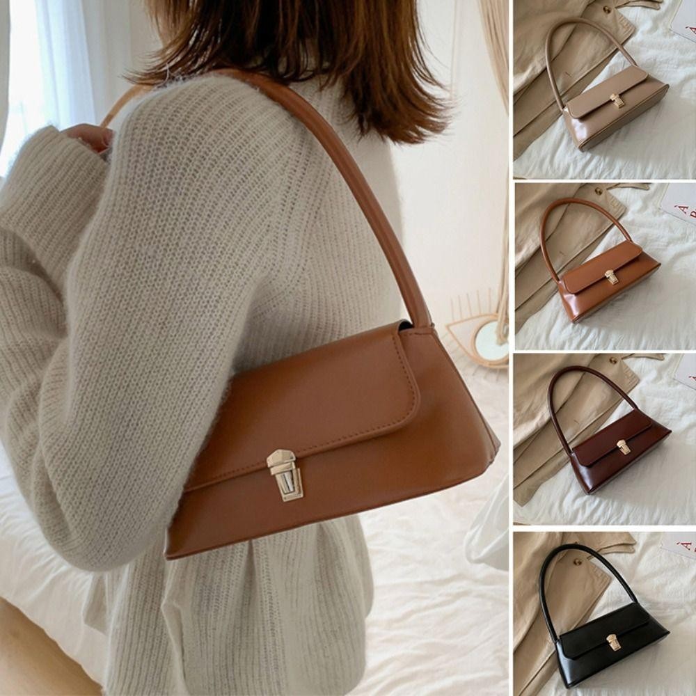 Túi đeo nách WOAY, Ly hợp cổ điển Túi đeo dưới cánh tay nách màu trơn, Thiết kế thời trang Ví da PU Túi đeo chéo nữ